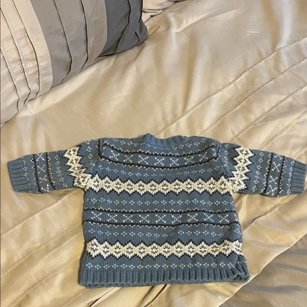 Gymboree‎ Vintage Blue White Fair Isle Patterned Sweater 0-3 Preppy Outdoor